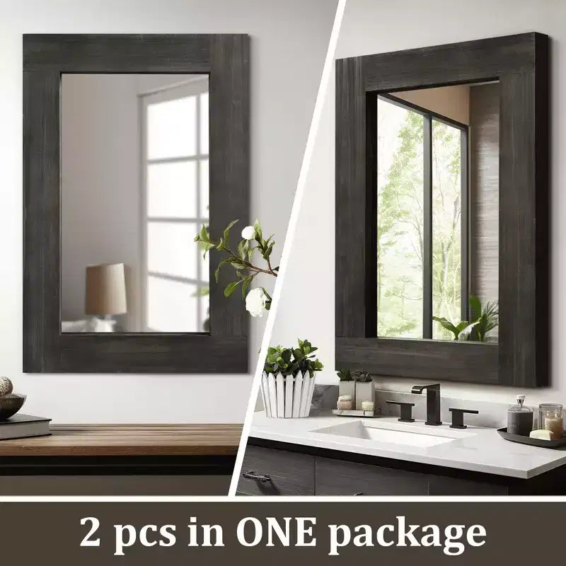 Miroir mural rectangulaire pleine longueur en bois couleur anthracite (sans support) 71 x 31 x 2