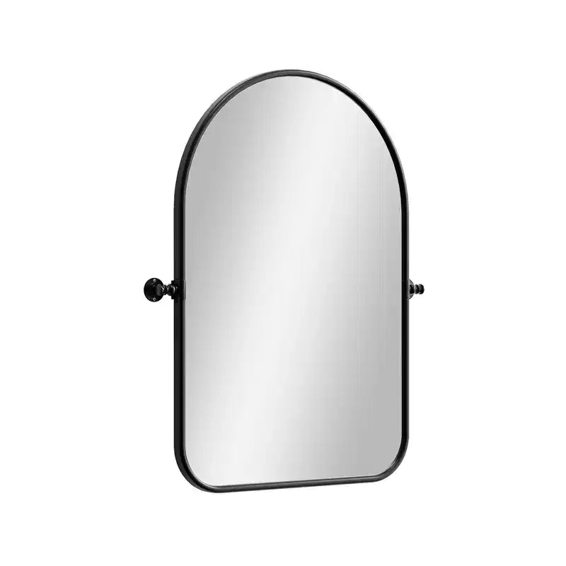 Miroir mural en fer, coins arrondis, arche dorée, quincaillerie rotative, 31x23x2in, double face
