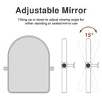 Miroir mural en fer, coins arrondis, arche dorée, quincaillerie rotative, 31x23x2in, double face