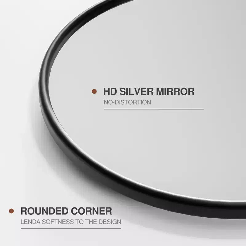 Miroir mural en fer, coins arrondis, arche dorée, quincaillerie rotative, 31x23x2in, double face