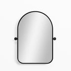 Miroir mural en fer, coins arrondis, arche dorée, quincaillerie rotative, 31x23x2in, double face