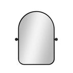 Miroir mural en fer, coins arrondis, arche dorée, quincaillerie rotative, 31x23x2in, double face