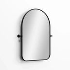 Miroir mural en fer, coins arrondis, arche dorée, quincaillerie rotative, 31x23x2in, double face