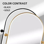 Miroir mural en fer, coins arrondis, arche dorée, quincaillerie rotative, 31x23x2in, double face
