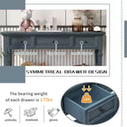 Console en pin massif Jessie 50 avec tiroirs et étagère inférieure ouverte