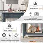 Console en pin massif Jessie 50 avec tiroirs et étagère inférieure ouverte