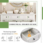 Console en pin massif Jessie 50 avec tiroirs et étagère inférieure ouverte
