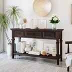 Console en pin massif Jessie 50 avec tiroirs et étagère inférieure ouverte