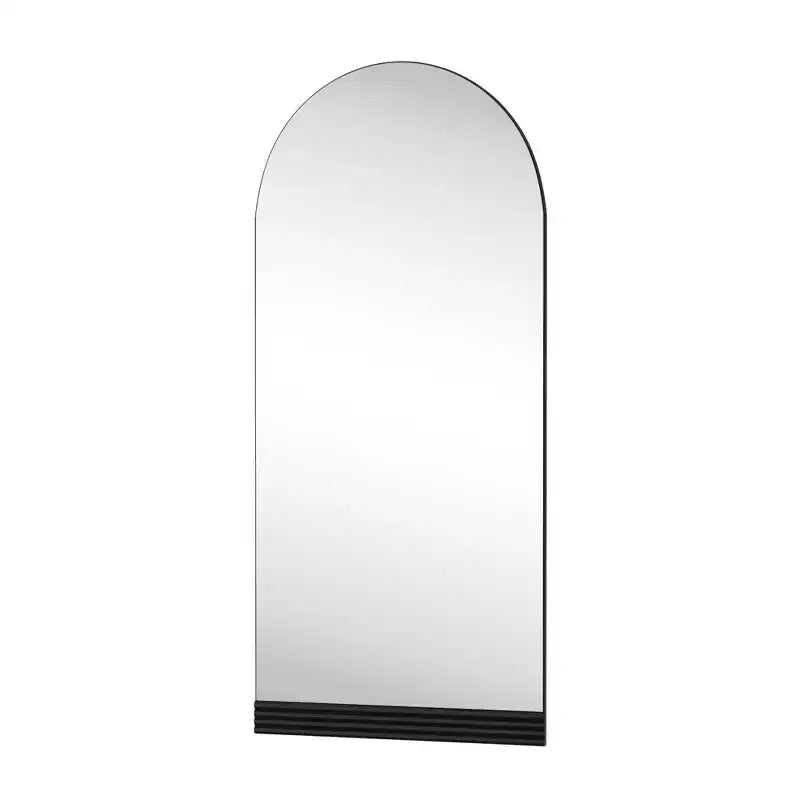 Miroir pleine longueur, pied en bois, motif rayé, arche à angle droit, noir, 71x31x1in, sans support