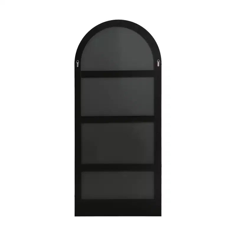 Miroir pleine longueur, pied en bois, motif rayé, arche à angle droit, noir, 71x31x1in, sans support