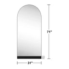 Miroir pleine longueur, pied en bois, motif rayé, arche à angle droit, noir, 71x31x1in, sans support
