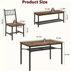 Ensemble table à manger pour 4 personnes avec 2 bancs