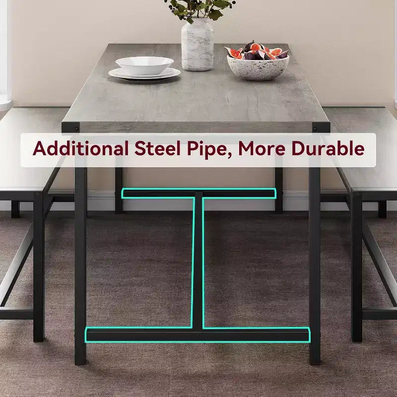 Ensemble table à manger pour 4 personnes avec 2 bancs