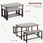 Ensemble table à manger pour 4 personnes avec 2 bancs