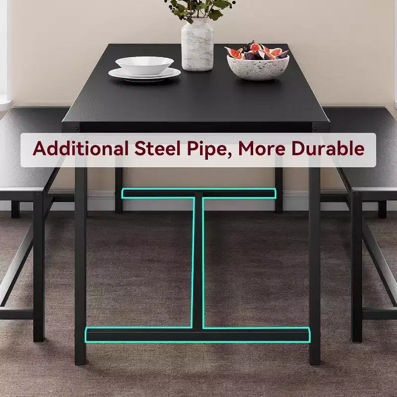 Ensemble table à manger pour 4 personnes avec 2 bancs