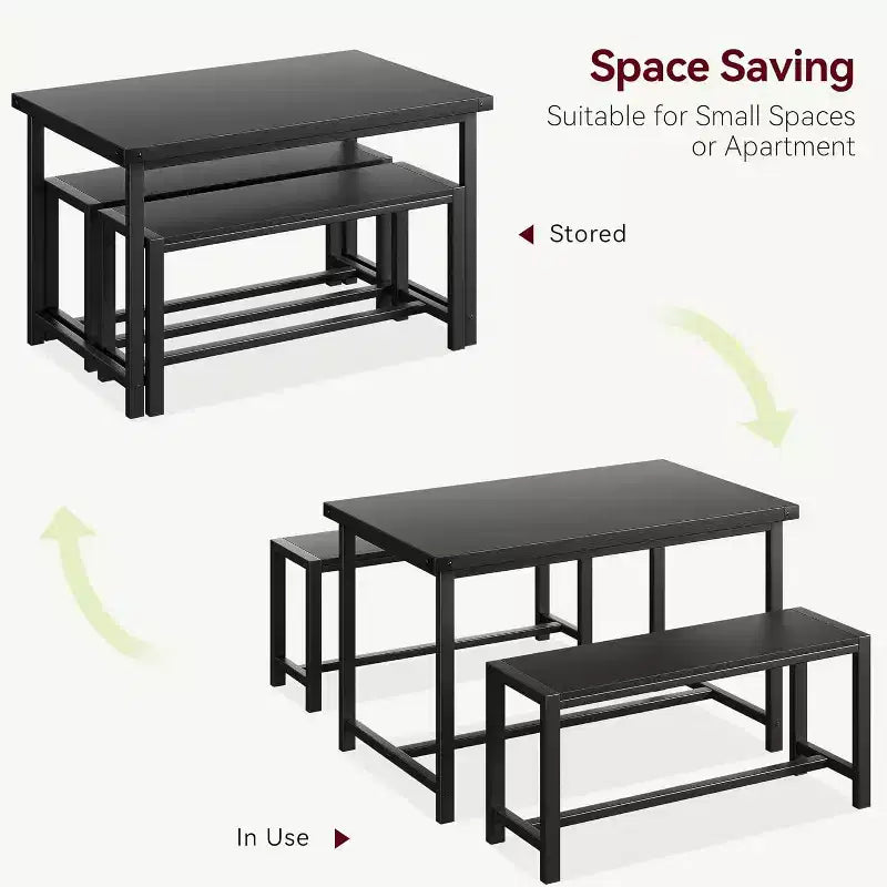 Ensemble table à manger pour 4 personnes avec 2 bancs