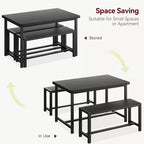 Ensemble table à manger pour 4 personnes avec 2 bancs