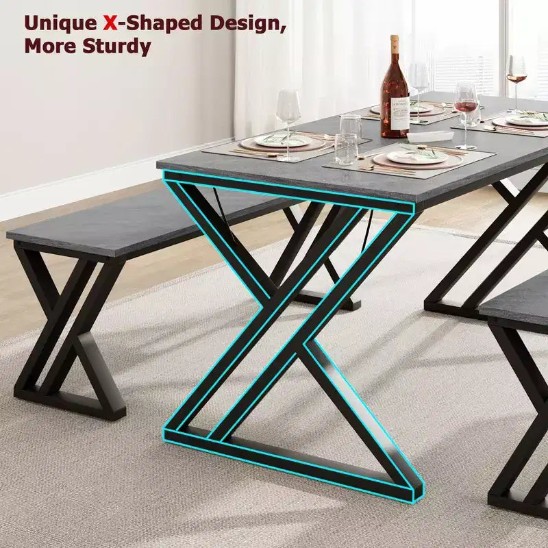 Table de cuisine avec 2 bancs, ensemble table à manger pour 4, ensemble table de salle à manger peu encombrant, gain de place pour cuisine, salle à manger, appartement