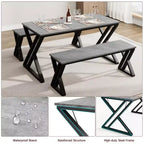 Table de cuisine avec 2 bancs, ensemble table à manger pour 4, ensemble table de salle à manger peu encombrant, gain de place pour cuisine, salle à manger, appartement