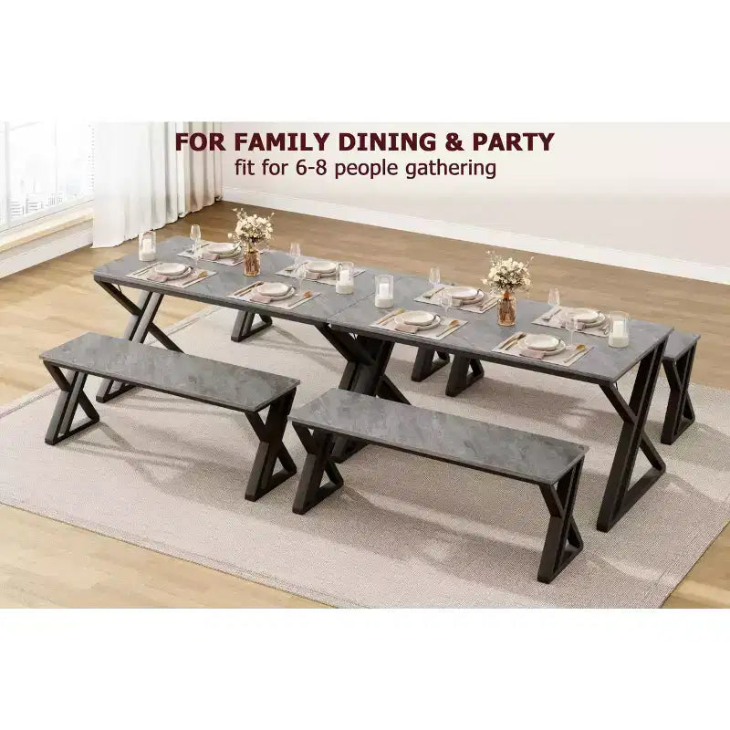 Table de cuisine avec 2 bancs, ensemble table à manger pour 4, ensemble table de salle à manger peu encombrant, gain de place pour cuisine, salle à manger, appartement
