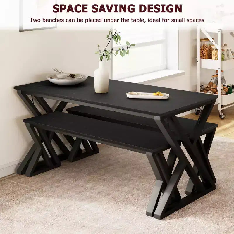Table de cuisine avec 2 bancs, ensemble table à manger pour 4, ensemble table de salle à manger peu encombrant, gain de place pour cuisine, salle à manger, appartement