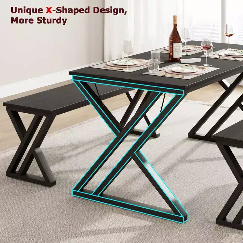 Table de cuisine avec 2 bancs, ensemble table à manger pour 4, ensemble table de salle à manger peu encombrant, gain de place pour cuisine, salle à manger, appartement