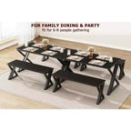 Table de cuisine avec 2 bancs, ensemble table à manger pour 4, ensemble table de salle à manger peu encombrant, gain de place pour cuisine, salle à manger, appartement