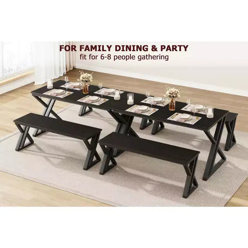 Table de cuisine avec 2 bancs, ensemble table à manger pour 4, ensemble table de salle à manger peu encombrant, gain de place pour cuisine, salle à manger, appartement
