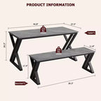 Table de cuisine avec 2 bancs, ensemble table à manger pour 4, ensemble table de salle à manger peu encombrant, gain de place pour cuisine, salle à manger, appartement