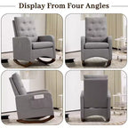Fauteuil à bascule pour chambre d'enfant, fauteuil inclinable à dossier haut avec poches latérales, fauteuil à bascule inclinable pour salon, chambre à coucher, bureau