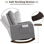 Fauteuil à bascule pour chambre d'enfant, fauteuil inclinable à dossier haut avec poches latérales, fauteuil à bascule inclinable pour salon, chambre à coucher, bureau