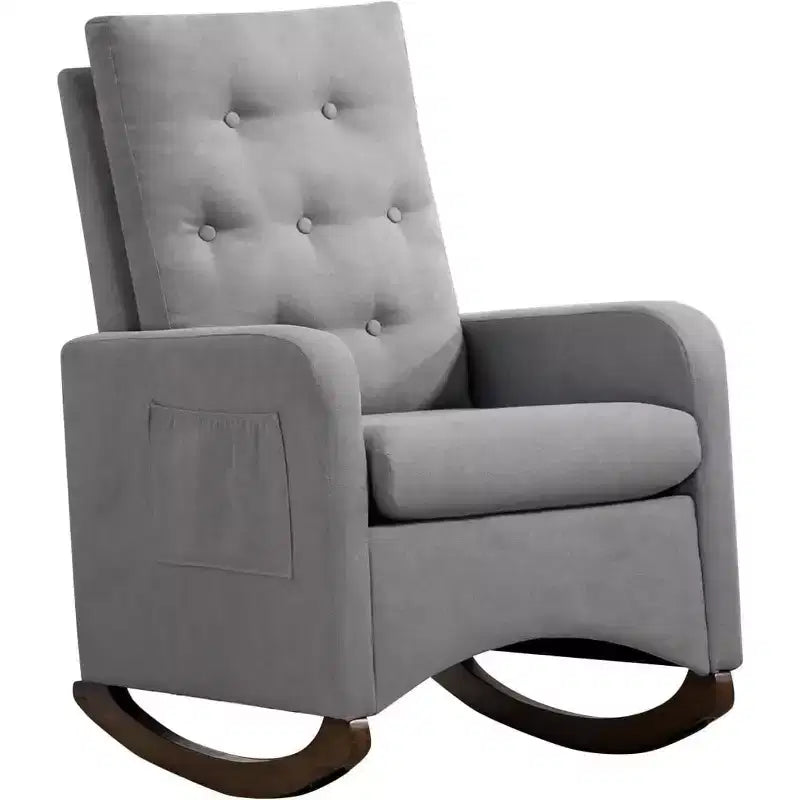 Fauteuil à bascule pour chambre d'enfant, fauteuil inclinable à dossier haut avec poches latérales, fauteuil à bascule inclinable pour salon, chambre à coucher, bureau