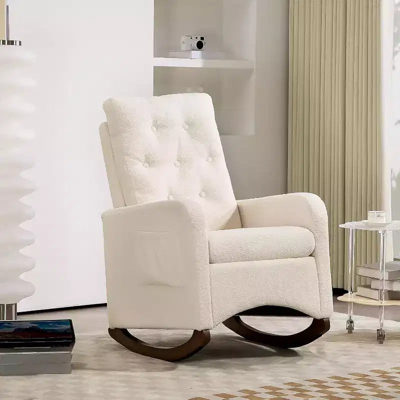 Fauteuil à bascule pour chambre d'enfant, fauteuil inclinable à dossier haut avec poches latérales, fauteuil à bascule inclinable pour salon, chambre à coucher, bureau