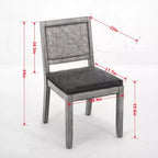 Lot de 2 chaises de salle à manger avec dossier en rotin et cadre en bois naturel, petit espace, réunion de famille, renouveau du Nouvel An, gris