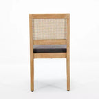 Lot de 2 chaises de salle à manger avec dossier en rotin et cadre en bois naturel, petit espace, réunion de famille, renouveau du Nouvel An, gris
