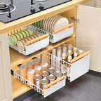 Tiroir coulissant télescopique pour meuble de cuisine, panier de rangement coulissant pour meuble de cuisine, tiroirs coulissants pour armoires de cuisine, salle de bain, égouttoir à vaisselle blanc