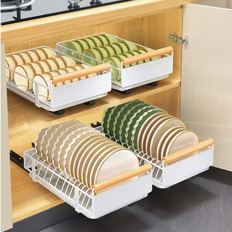 Tiroir coulissant télescopique pour meuble de cuisine, panier de rangement coulissant pour meuble de cuisine, tiroirs coulissants pour armoires de cuisine, salle de bain, égouttoir à vaisselle blanc