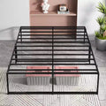 Coolmee Full/Queen Size Metal Platform Bed Frame with Sturdy Steel Slats, Mattress Foundation, No Box Spring Needed, Large Storage Space