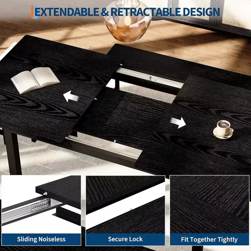 Grand ensemble de table de cuisine extensible de 47,2 po, avec 2 bancs et 2 tabourets carrés