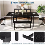 Grand ensemble de table de cuisine extensible de 47,2 po, avec 2 bancs et 2 tabourets carrés