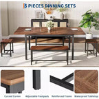Grand ensemble de table de cuisine extensible de 47,2 po, avec 2 bancs et 2 tabourets carrés