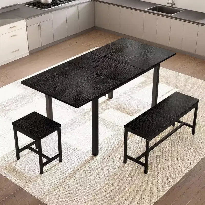 Grand ensemble de table de cuisine extensible de 47,2 po, avec 2 bancs et 2 tabourets carrés
