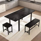 Grand ensemble de table de cuisine extensible de 47,2 po, avec 2 bancs et 2 tabourets carrés
