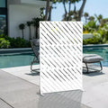 MAYEERTY 72 inch Rectangle Metal Galvanized Room Divider Freestanding Privacy Screen Garden Fence Outdoor White