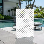 MAYEERTY 72 inch Rectangle Metal Galvanized Room Divider Freestanding Privacy Screen Garden Fence Outdoor White
