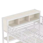 Lit mezzanine en métal avec armoire et bureau en L, lit mezzanine Queen Size avec cubes de rangement et étagères, lit mezzanine robuste pour enfants, adolescents et adultes, blanc