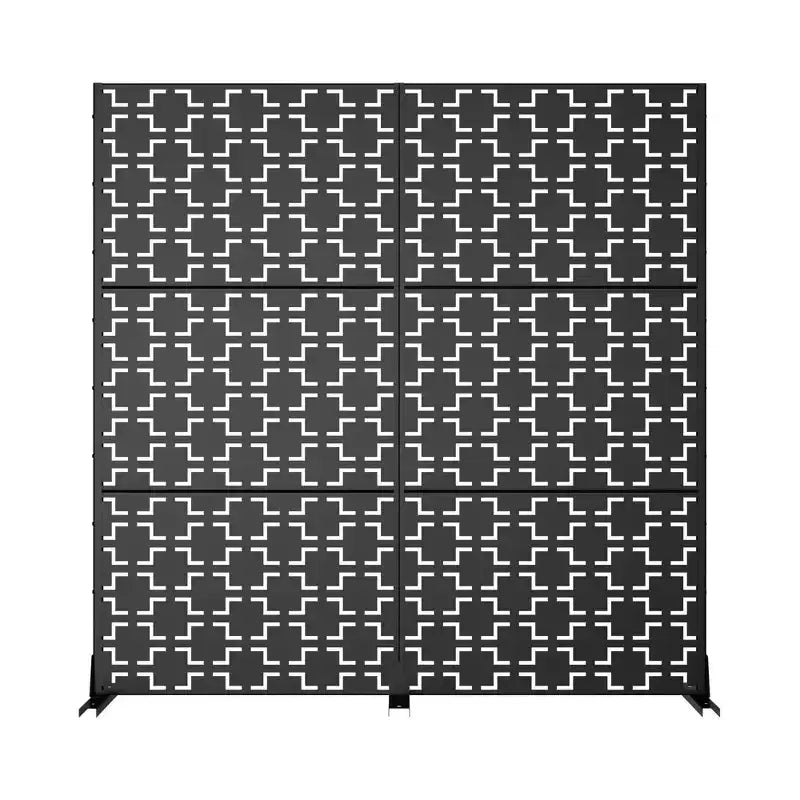 Paravent Diviseur de Pièce Carré 01 Arche Noire Tôle Galvanisée 72x47x16in Lot de 3 Pièces