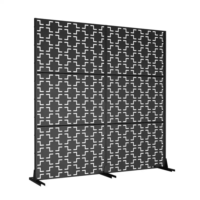 Paravent Diviseur de Pièce Carré 01 Arche Noire Tôle Galvanisée 72x47x16in Lot de 3 Pièces