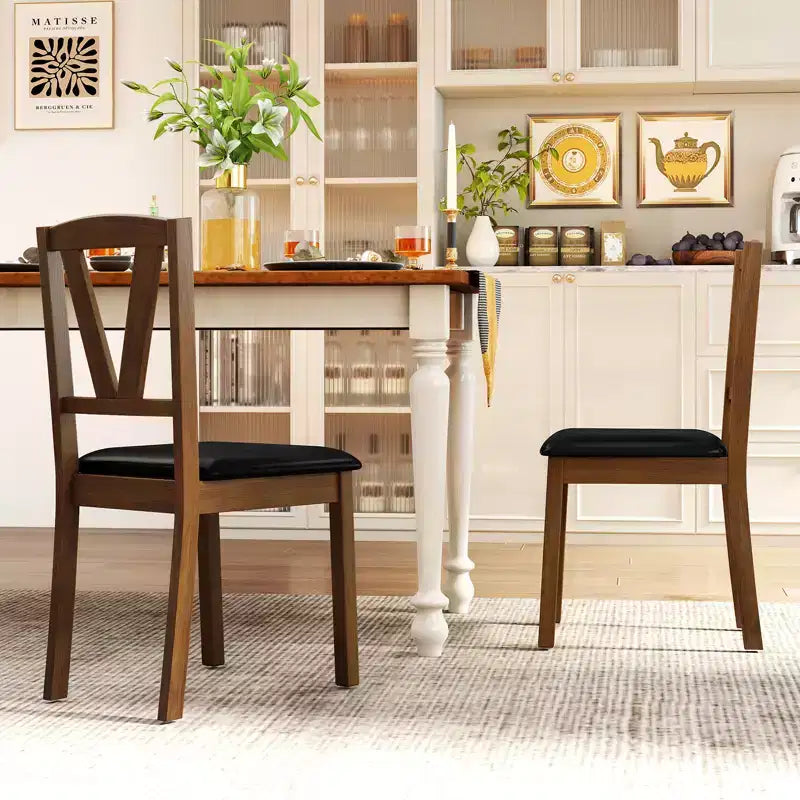 Chaises de salle à manger lot de 2/4 chaises de salle à manger en cuir PU avec dossiers creux