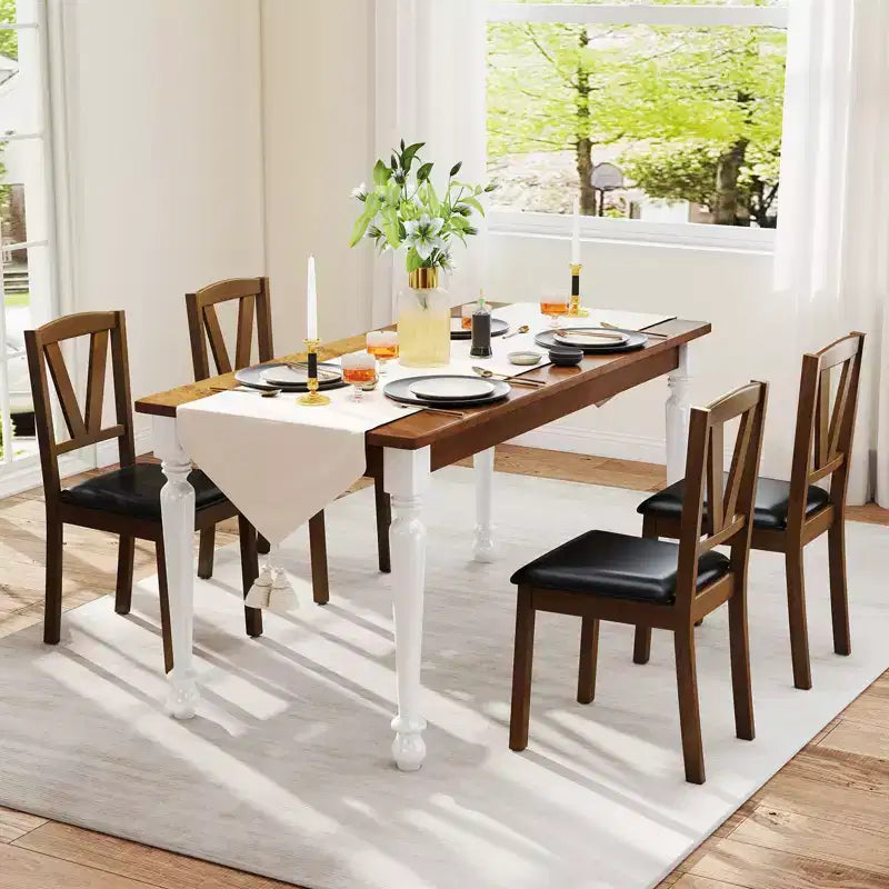 Chaises de salle à manger lot de 2/4 chaises de salle à manger en cuir PU avec dossiers creux